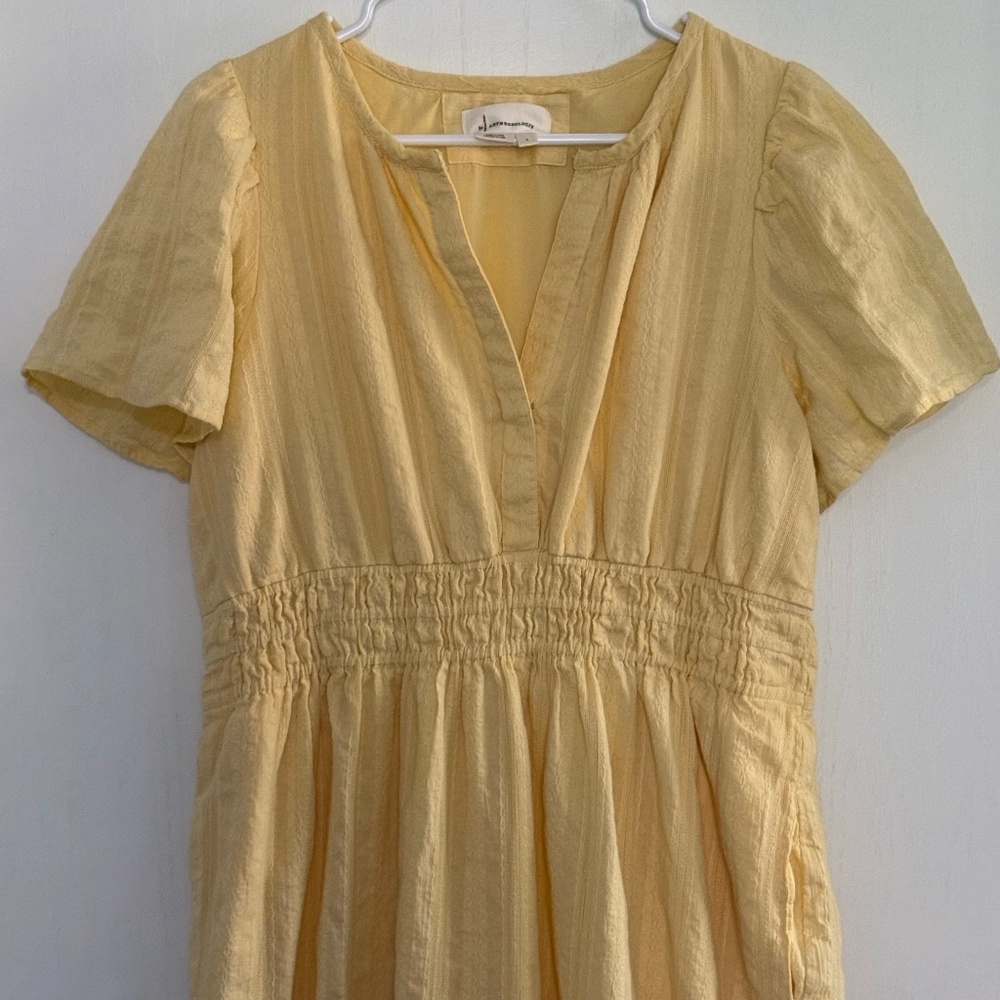 Anthropologie Somerset Butter Yellow Cotton Maxi Dress Size L - Picture 5 of 9